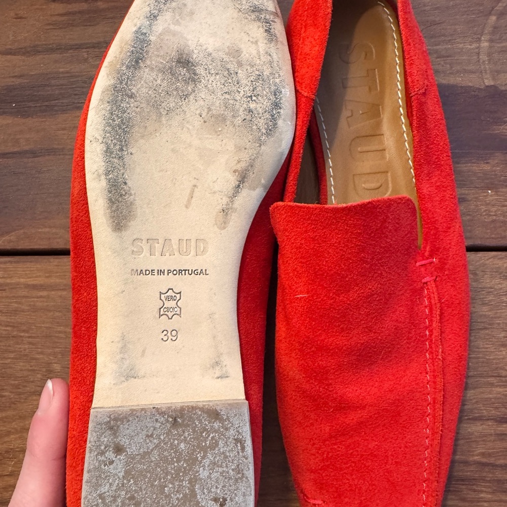 STAUD Women's Bright Red Suede Loafer - Picture 3 of 3